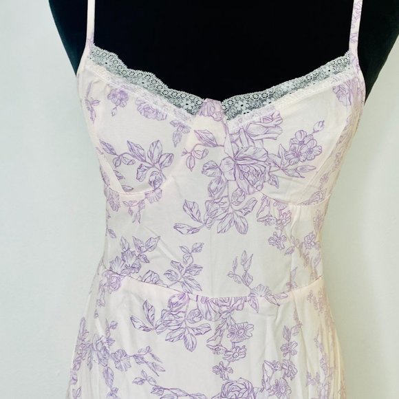 Shein MOD Floral Print Split Thigh Midi Dress - Picture 6 of 6